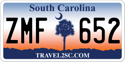 SC license plate ZMF652