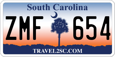 SC license plate ZMF654
