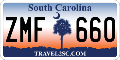 SC license plate ZMF660