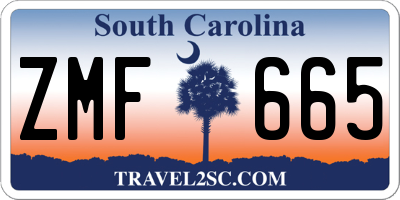 SC license plate ZMF665