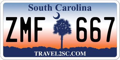 SC license plate ZMF667
