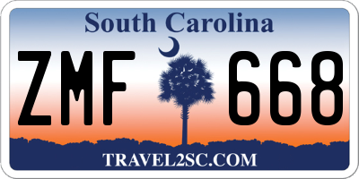 SC license plate ZMF668