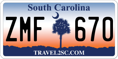 SC license plate ZMF670