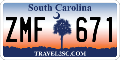 SC license plate ZMF671