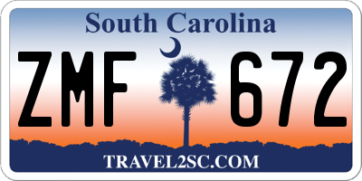 SC license plate ZMF672