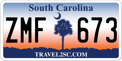 SC license plate ZMF673