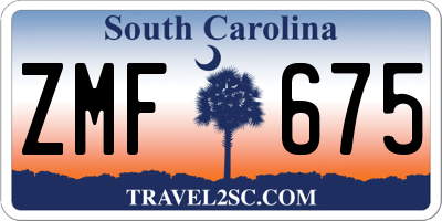 SC license plate ZMF675
