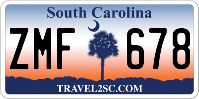 SC license plate ZMF678