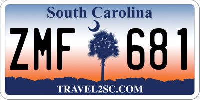 SC license plate ZMF681
