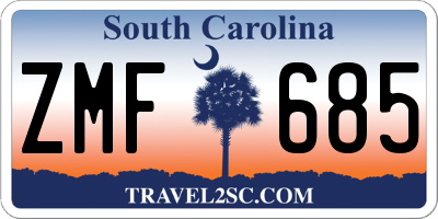 SC license plate ZMF685