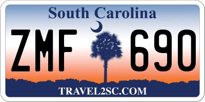 SC license plate ZMF690