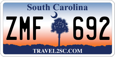 SC license plate ZMF692