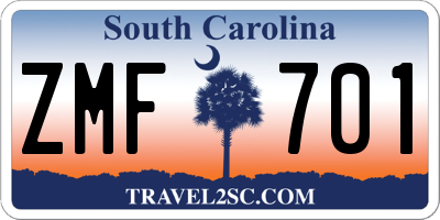 SC license plate ZMF701