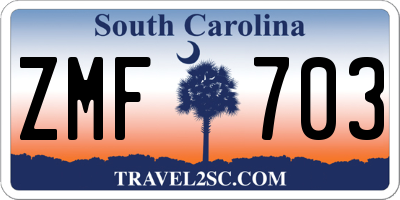 SC license plate ZMF703