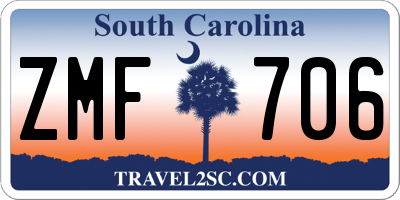 SC license plate ZMF706