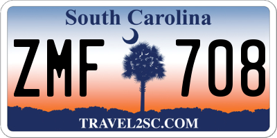SC license plate ZMF708