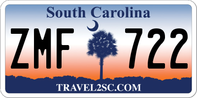 SC license plate ZMF722