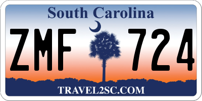 SC license plate ZMF724