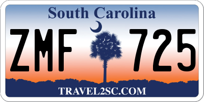 SC license plate ZMF725
