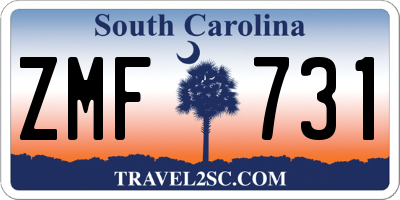 SC license plate ZMF731