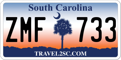 SC license plate ZMF733