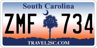SC license plate ZMF734