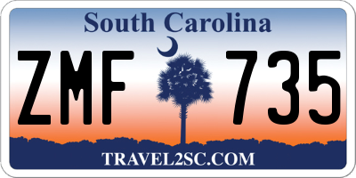 SC license plate ZMF735
