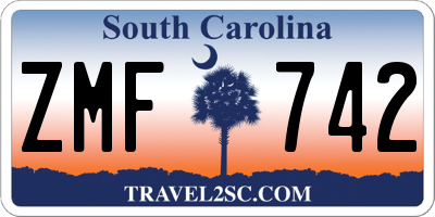 SC license plate ZMF742