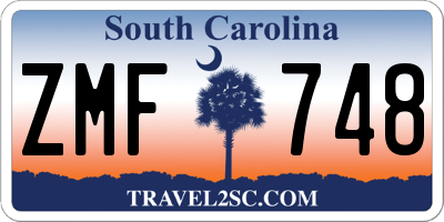 SC license plate ZMF748