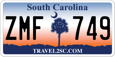 SC license plate ZMF749