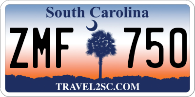 SC license plate ZMF750