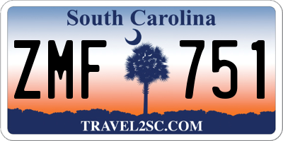SC license plate ZMF751