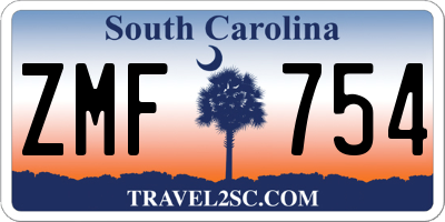 SC license plate ZMF754