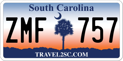 SC license plate ZMF757