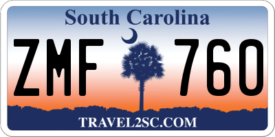 SC license plate ZMF760