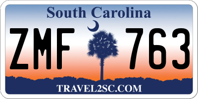 SC license plate ZMF763