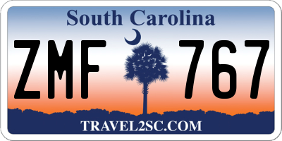 SC license plate ZMF767