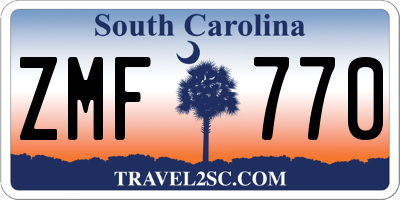 SC license plate ZMF770