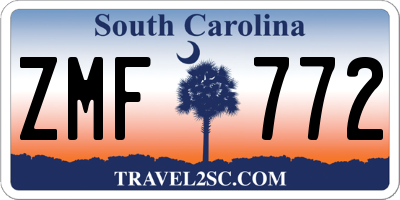 SC license plate ZMF772