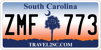 SC license plate ZMF773