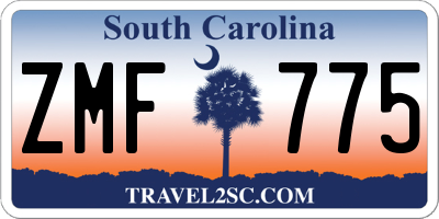 SC license plate ZMF775