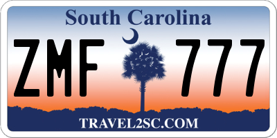 SC license plate ZMF777