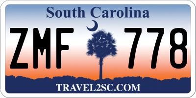 SC license plate ZMF778