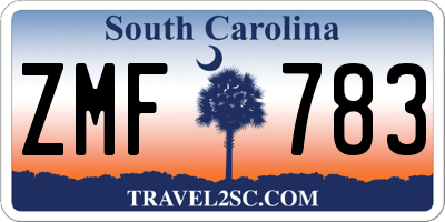 SC license plate ZMF783