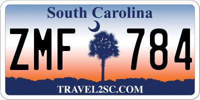 SC license plate ZMF784