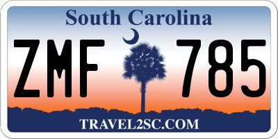 SC license plate ZMF785