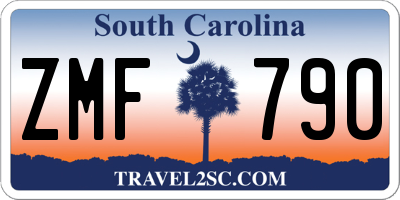 SC license plate ZMF790