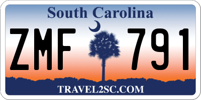 SC license plate ZMF791