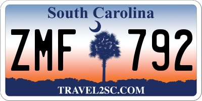 SC license plate ZMF792
