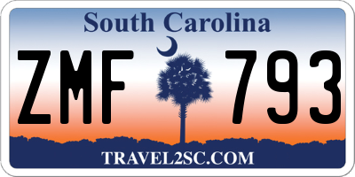 SC license plate ZMF793